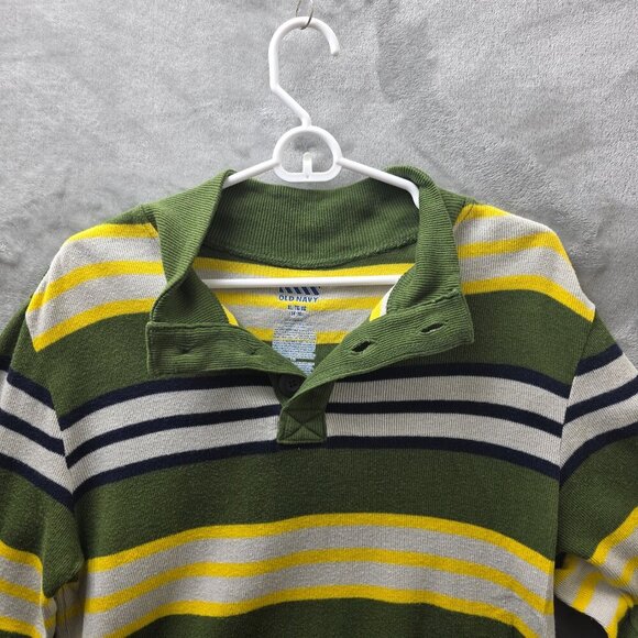 Old Navy Boys Striped Sweater XL 14/16 Green Yellow‎ Navy Cotton Pullover - Picture 2 of 11